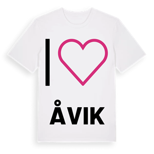 Jag älskar Åvik t-shirt stort tryck – ekologisk bomull t-shirt från Pinshirt