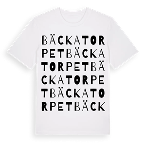 Bäckatorpet ordlek t-shirt – ekologisk bomull t-shirt från Pinshirt