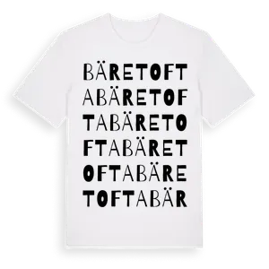 Bäretofta ordlek t-shirt – ekologisk bomull t-shirt från Pinshirt