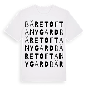 Bäretofta Nygard ordlek t-shirt – ekologisk bomull t-shirt från Pinshirt