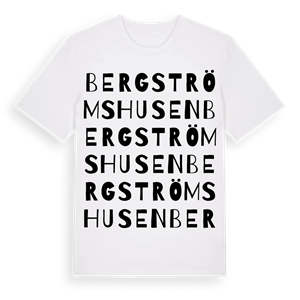 Bergströmshusen ordlek t-shirt – ekologisk bomull t-shirt från Pinshirt