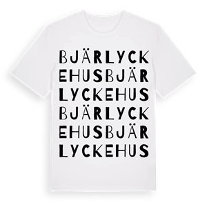 Bjärlyckehus ordlek t-shirt – ekologisk bomull t-shirt från Pinshirt
