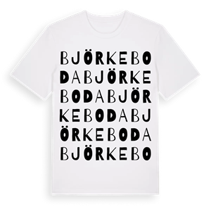 Björkeboda ordlek t-shirt – ekologisk bomull t-shirt från Pinshirt