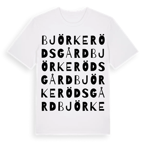 Björkeröds gård ordlek t-shirt – ekologisk bomull t-shirt från Pinshirt