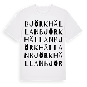 Björkhällan ordlek t-shirt – ekologisk bomull t-shirt från Pinshirt
