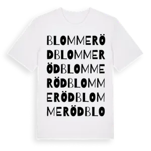 Blommeröd ordlek t-shirt – ekologisk bomull t-shirt från Pinshirt