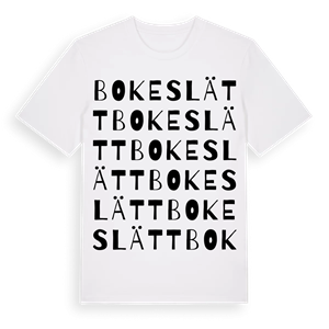 Bokeslätt ordlek t-shirt – ekologisk bomull t-shirt från Pinshirt