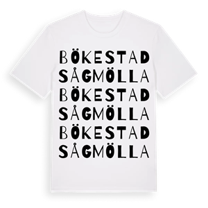 Bökestad sågmölla ordlek t-shirt – ekologisk bomull t-shirt från Pinshirt