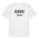 White t-shirt med Borrby i Sverige t-shirt