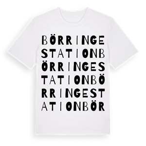 Börringe station ordlek t-shirt – ekologisk bomull t-shirt från Pinshirt