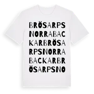 Brösarps Norra Backar ordlek t-shirt – ekologisk bomull t-shirt från Pinshirt