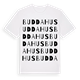 White t-shirt med Buddahus ordlek t-shirt