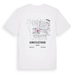 Bunkeflostrand karta t-shirt – ekologisk bomull t-shirt från Pinshirt