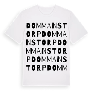 Dommanstorp ordlek t-shirt – ekologisk bomull t-shirt från Pinshirt