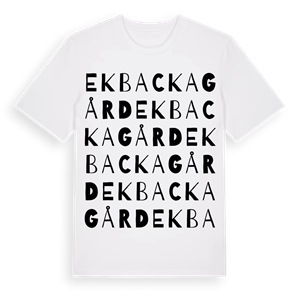 Ekbacka gård ordlek t-shirt – ekologisk bomull t-shirt från Pinshirt