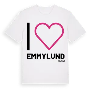 Jag älskar Emmylund t-shirt stort tryck – ekologisk bomull t-shirt från Pinshirt