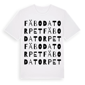 Fäbodatorpet ordlek t-shirt – ekologisk bomull t-shirt från Pinshirt