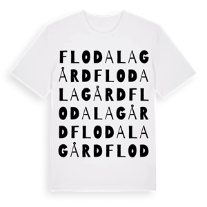 Flodalagård ordlek t-shirt – ekologisk bomull t-shirt från Pinshirt