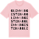 Pink Cotton t-shirt med Glemminge stenar ordlek t-shirt