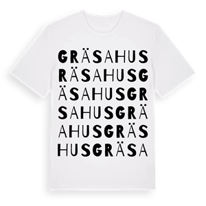 Gräsahus ordlek t-shirt – ekologisk bomull t-shirt från Pinshirt