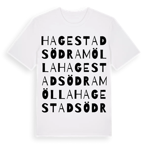 Hagestad södra mölla ordlek t-shirt – ekologisk bomull t-shirt från Pinshirt