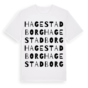 Hagestadborg ordlek t-shirt – ekologisk bomull t-shirt från Pinshirt