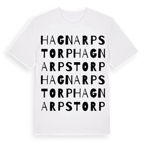 Hagnarpstorp ordlek t-shirt – ekologisk bomull t-shirt från Pinshirt