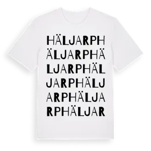 Häljarp ordlek t-shirt – ekologisk bomull t-shirt från Pinshirt