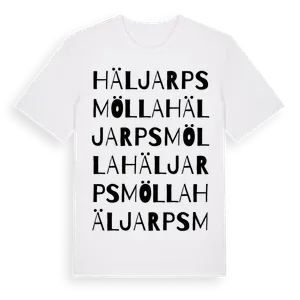 Häljarps Mölla ordlek t-shirt – ekologisk bomull t-shirt från Pinshirt