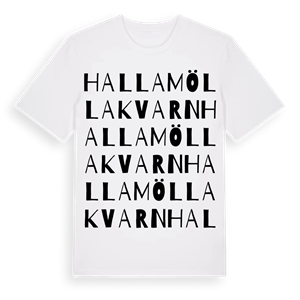 Hallamölla Kvarn ordlek t-shirt – ekologisk bomull t-shirt från Pinshirt