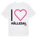 White t-shirt med Jag älskar Hälledal t-shirt stort tryck