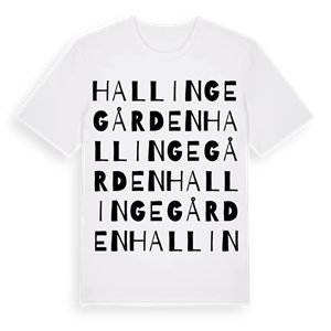 Hallingegården ordlek t-shirt – ekologisk bomull t-shirt från Pinshirt