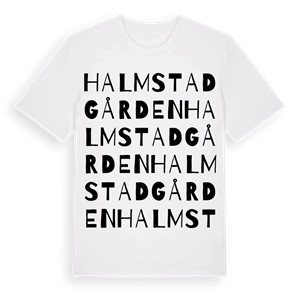 Halmstadgården ordlek t-shirt – ekologisk bomull t-shirt från Pinshirt