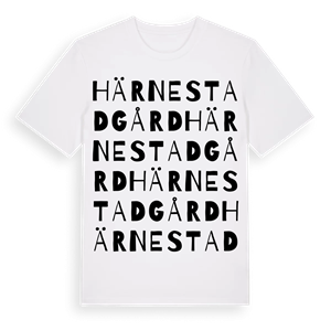 Härnestadgård ordlek t-shirt – ekologisk bomull t-shirt från Pinshirt