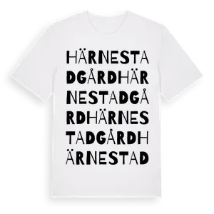 Härnestadgård ordlek t-shirt – ekologisk bomull t-shirt från Pinshirt