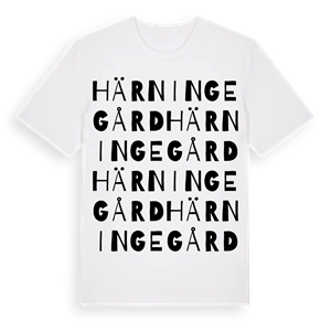 Härninge gård ordlek t-shirt – ekologisk bomull t-shirt från Pinshirt