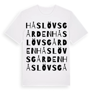 Håslövsgården ordlek t-shirt – ekologisk bomull t-shirt från Pinshirt