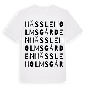 Hässleholmsgården ordlek t-shirt – ekologisk bomull t-shirt från Pinshirt