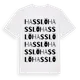 White t-shirt med Hasslö ordlek t-shirt
