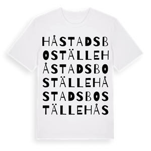 Håstads boställe ordlek t-shirt – ekologisk bomull t-shirt från Pinshirt