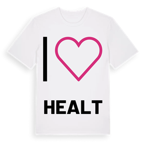 Jag älskar Healt t-shirt stort tryck – ekologisk bomull t-shirt från Pinshirt