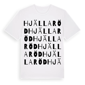 Hjällaröd ordlek t-shirt – ekologisk bomull t-shirt från Pinshirt