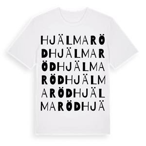 Hjälmaröd ordlek t-shirt – ekologisk bomull t-shirt från Pinshirt