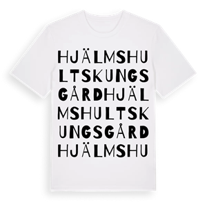 Hjälmshults kungsgård ordlek t-shirt – ekologisk bomull t-shirt från Pinshirt