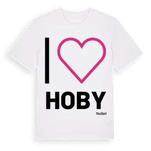 Jag älskar Hoby t-shirt stort tryck – ekologisk bomull t-shirt från Pinshirt