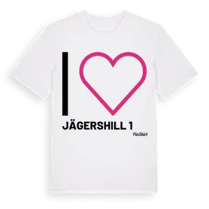 Jag älskar Jägershill 1 t-shirt stort tryck – ekologisk bomull t-shirt från Pinshirt
