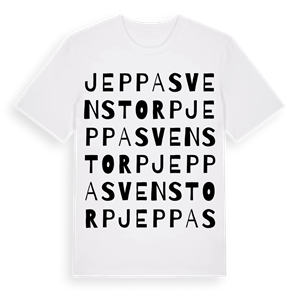 Jeppa Svenstorp ordlek t-shirt – ekologisk bomull t-shirt från Pinshirt