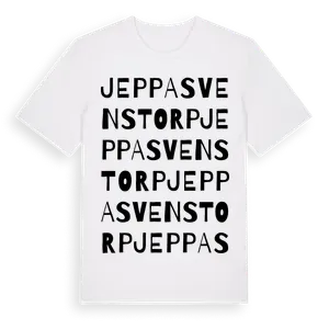 Jeppa Svenstorp ordlek t-shirt – ekologisk bomull t-shirt från Pinshirt