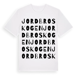 Jordbroskogen ordlek t-shirt – ekologisk bomull t-shirt från Pinshirt