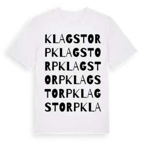 Klagstorp ordlek t-shirt – ekologisk bomull t-shirt från Pinshirt